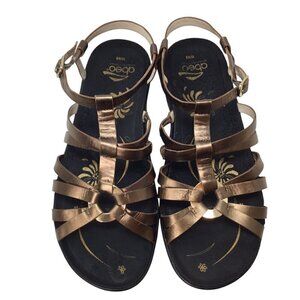 Abeo Sandals Bronze Gold Ring Strappy Gladiator Size 8 N Narrow Comfort Sandal